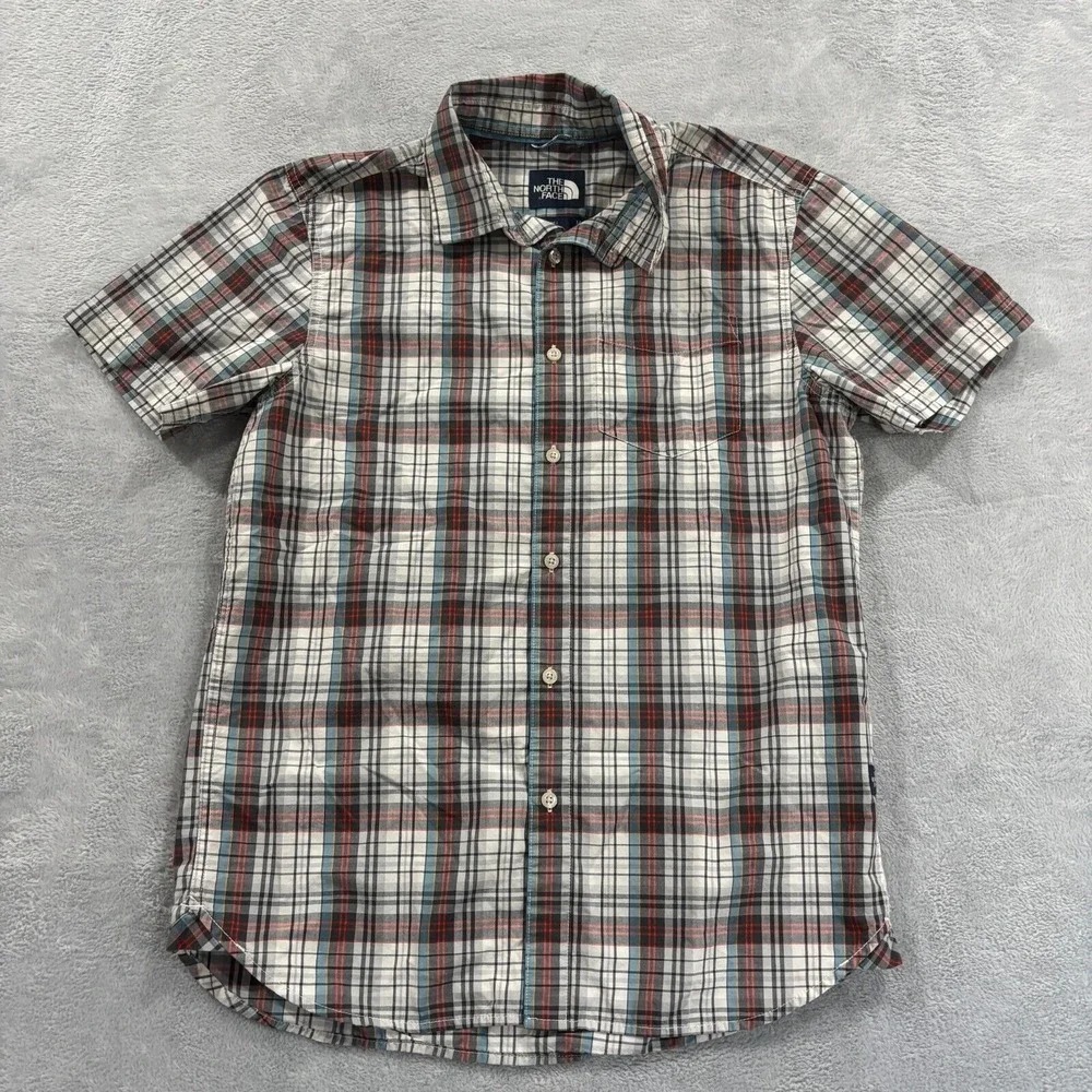 The North Face Shirt Mens Medium Plaid Button Down Collar Short Sleeve‎